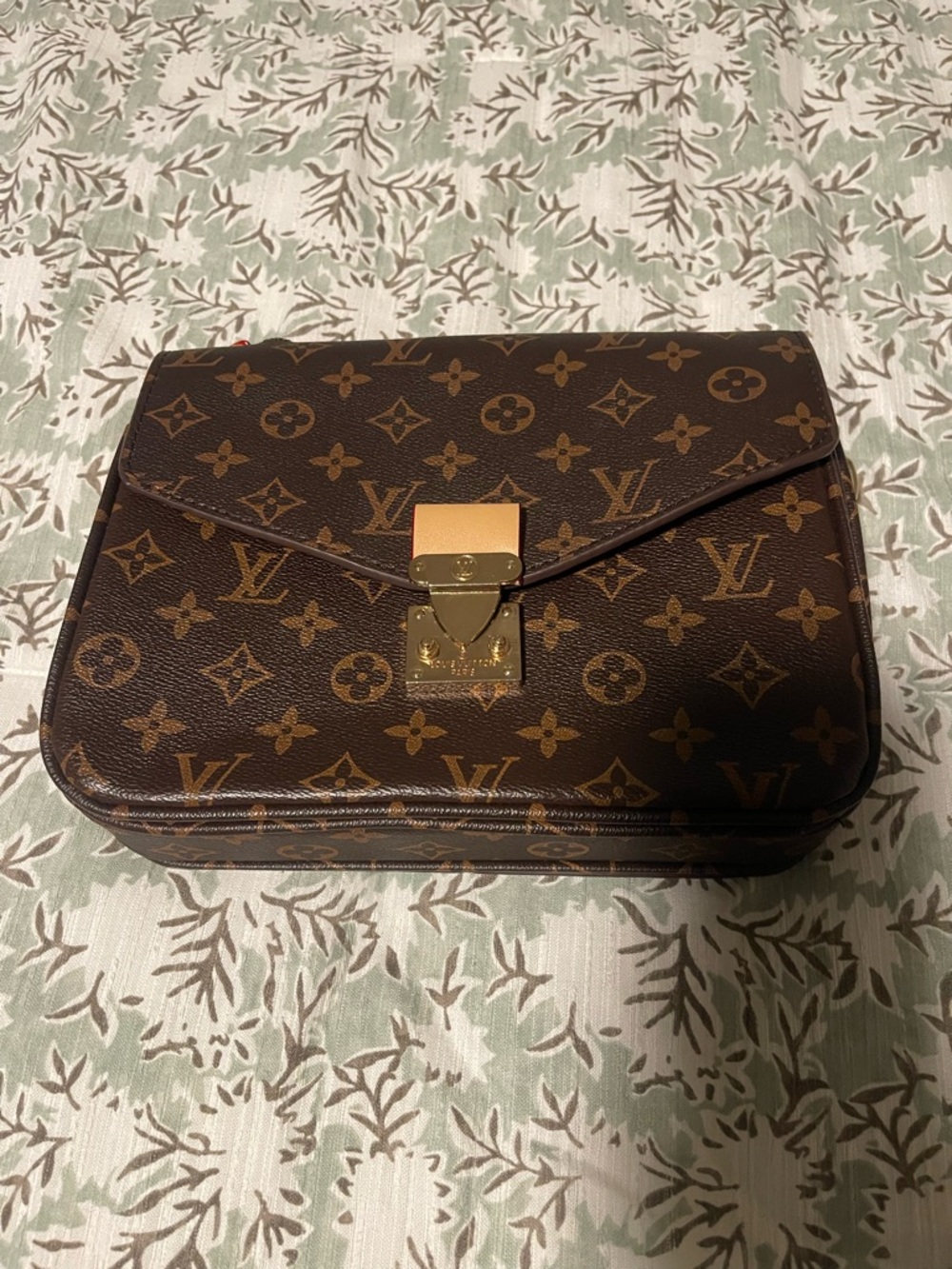 Brown Monogram Envelope Shoulder Bag with Gold Hardware